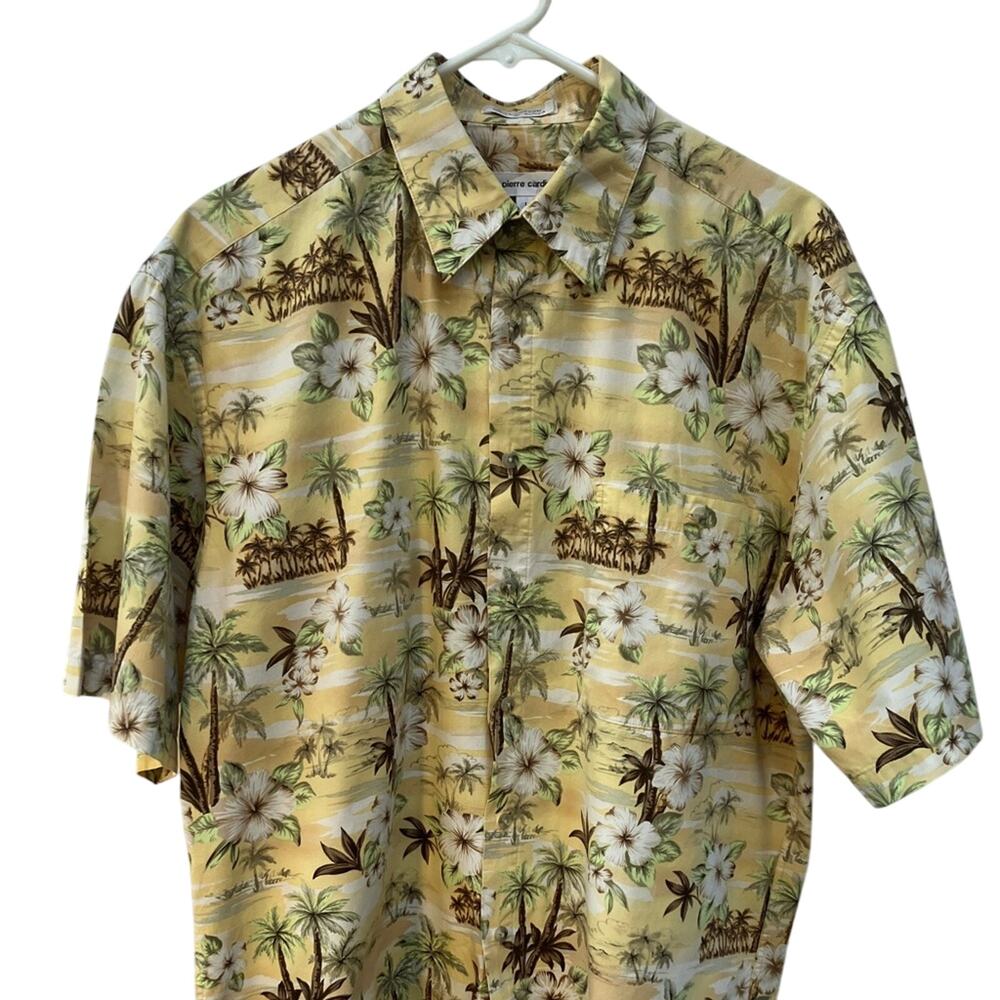 Yellow Tropical Men's L by Pierre Cardin Vintage